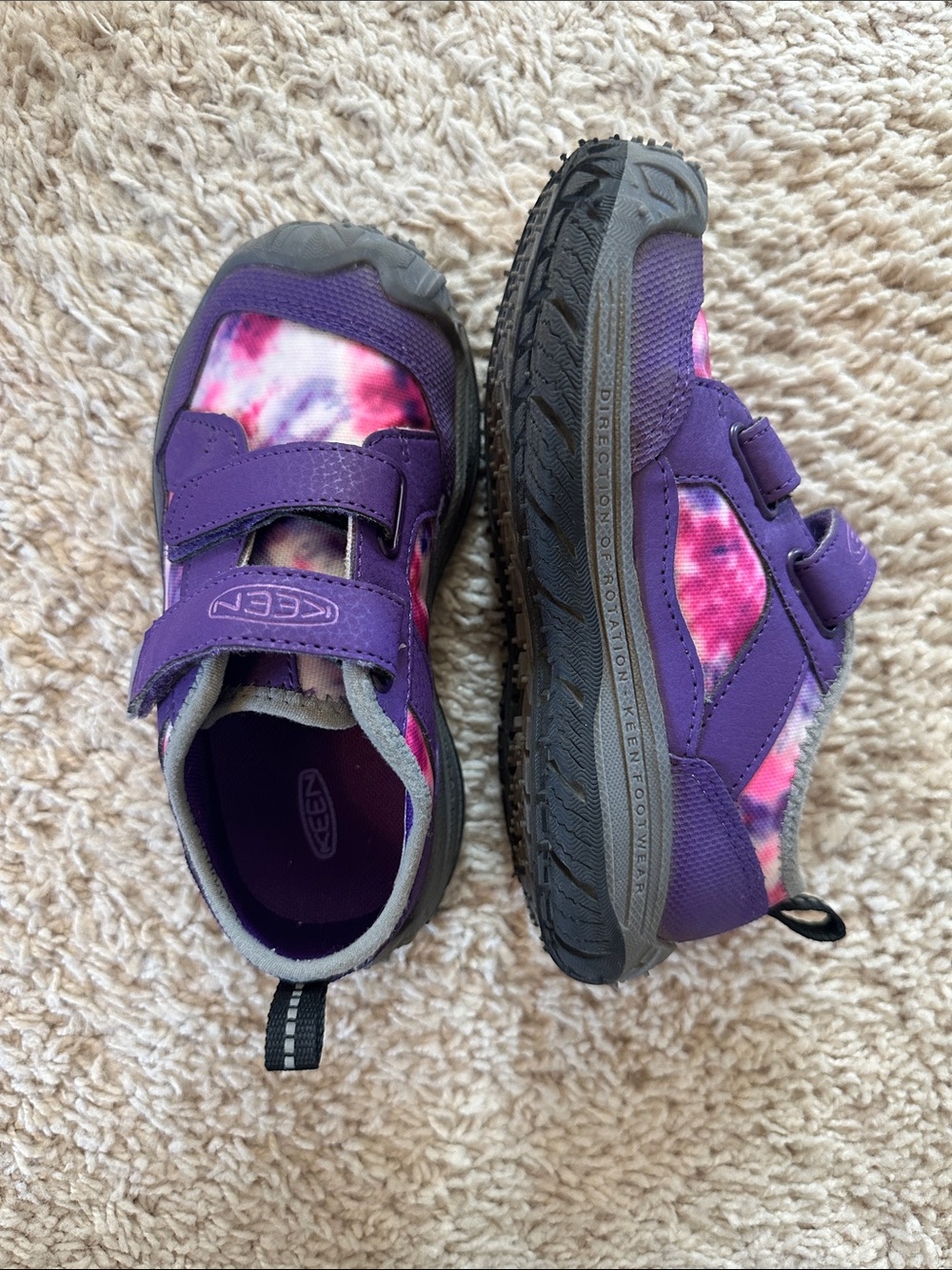 KEEN Kids Purple and Pink Tie-Dye Velcro Water Shoes